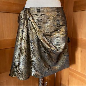 Adam by Adam Lippes Metallic Gold and Black Draped Skirt